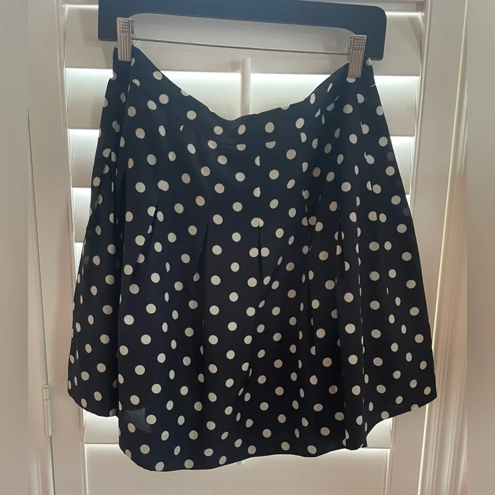J. Crew Navy Polka Dot A-Line Skirt Knee-Length Casual EUC